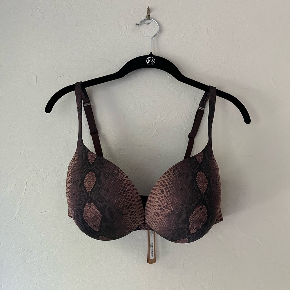 🤎SKIMS ULTIMATE  TEARDROP PUSH UP PLUNGE BRA IN ESPRESSO SNAKE PRINT 36DD